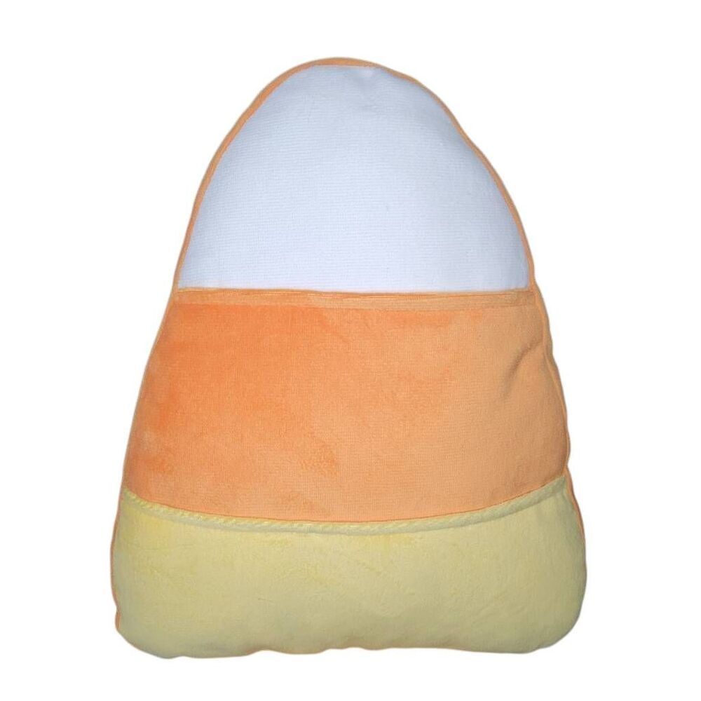 Happy Halloween Large Candy Corn Soft Velvet Decorative Pillow, 10 x 12 inches